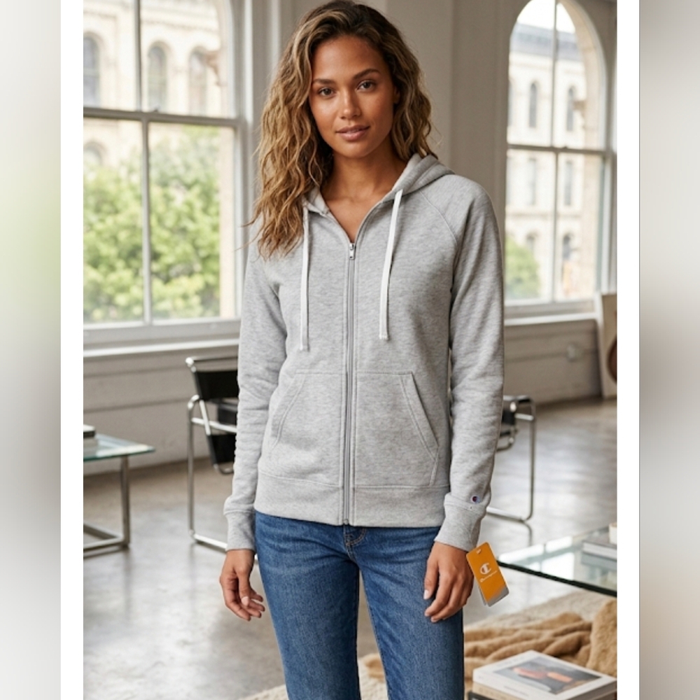 NWT Champion Women's Light Gray Zip-Up Hoodie XS